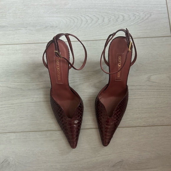 Vtg. Sergio Rossi Snakeskin Leather Heels Size 36 - Picture 2 of 6